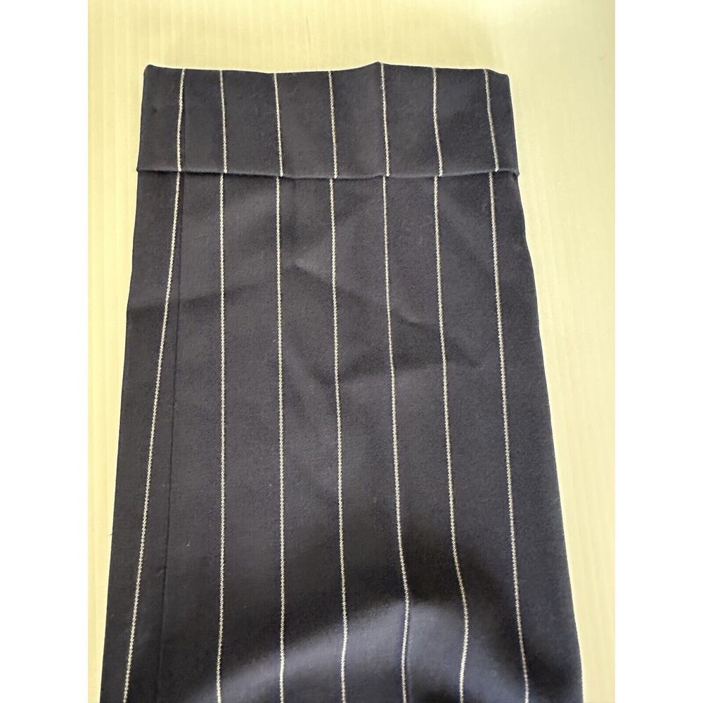 Lauren Ralph Lauren Black Label Pleated Navy Pinstripe Cuffed High Waist Sz 4 - Picture 12 of 14